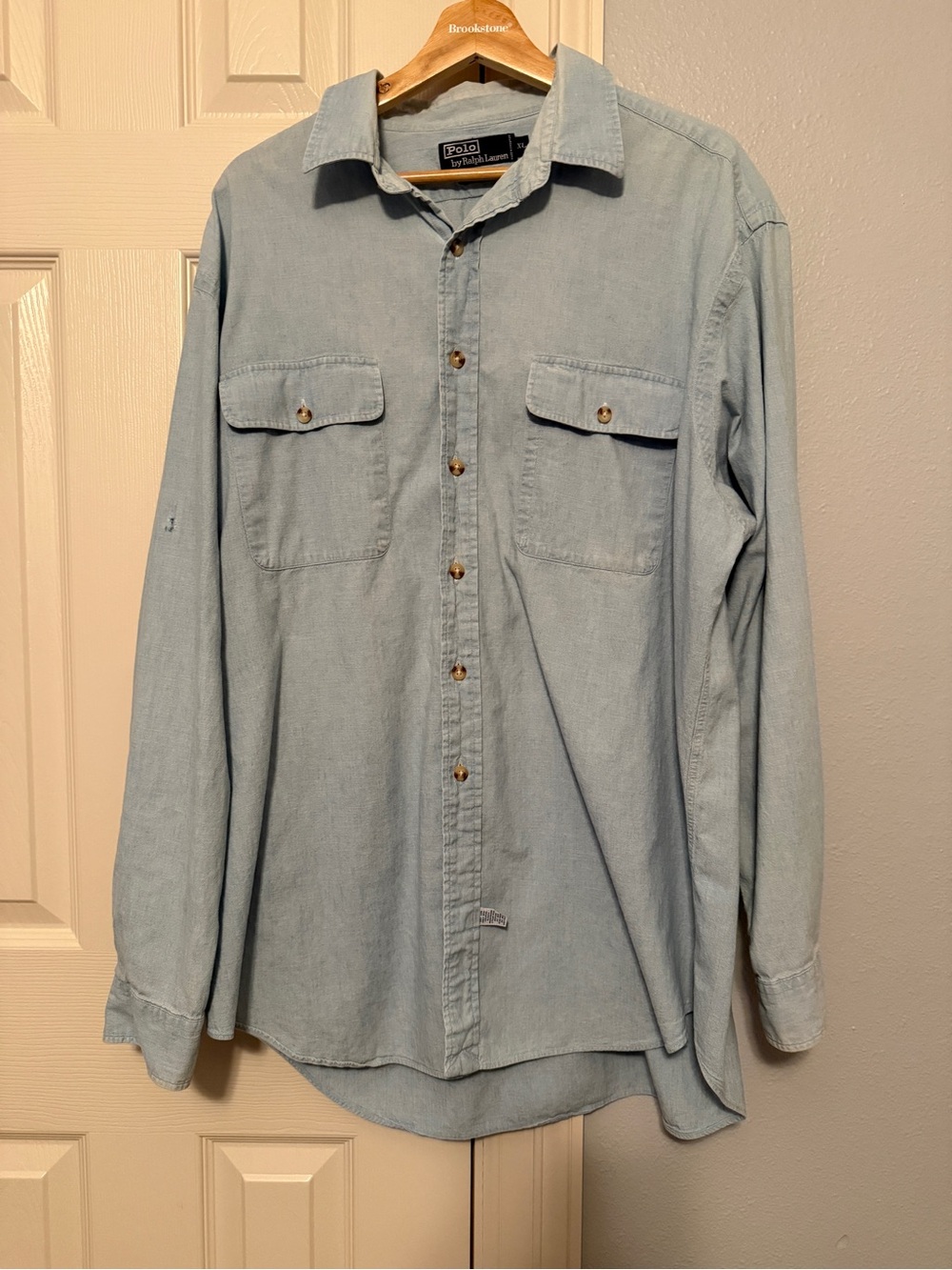 SEE PHOTOS Vintage Ralph Lauren Polo Sportsman Duck Button Denim Shirt XL - Picture 2 of 12